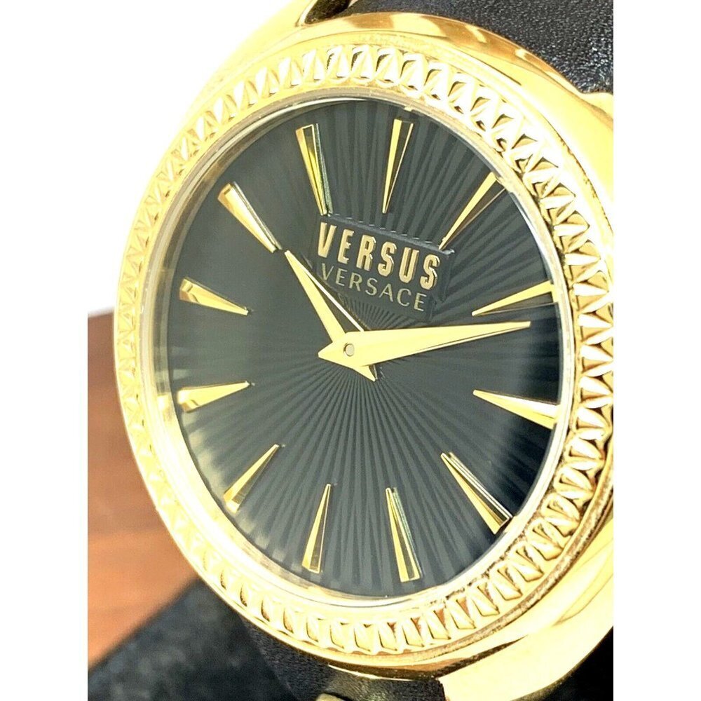 Versus by Versace Women's Watch VSPHF0320 Black Dial Gold Case Leather Band 38mm